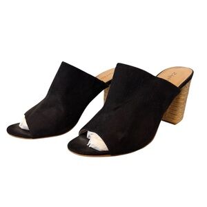 Zigi Soho Black Open Toe Slip On Mules Wrapped Woven Block Heel Size 9.5
